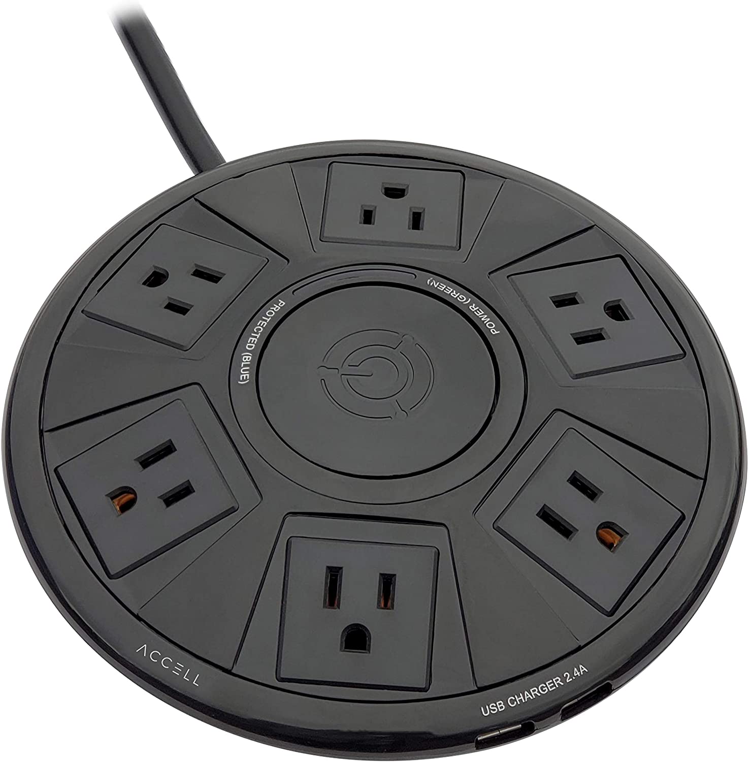Accell Power Air - Surge Protector and USB Charging Station - Black, 6 ft (1.8 m) (D080B-048B) Black Power Air - Dealtargets.com