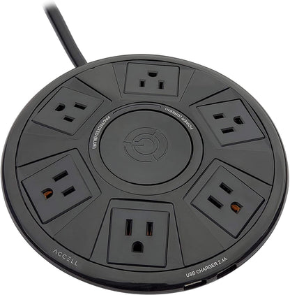Accell Power Air - Surge Protector and USB Charging Station - Black, 6 ft (1.8 m) (D080B-048B) Black Power Air - Dealtargets.com