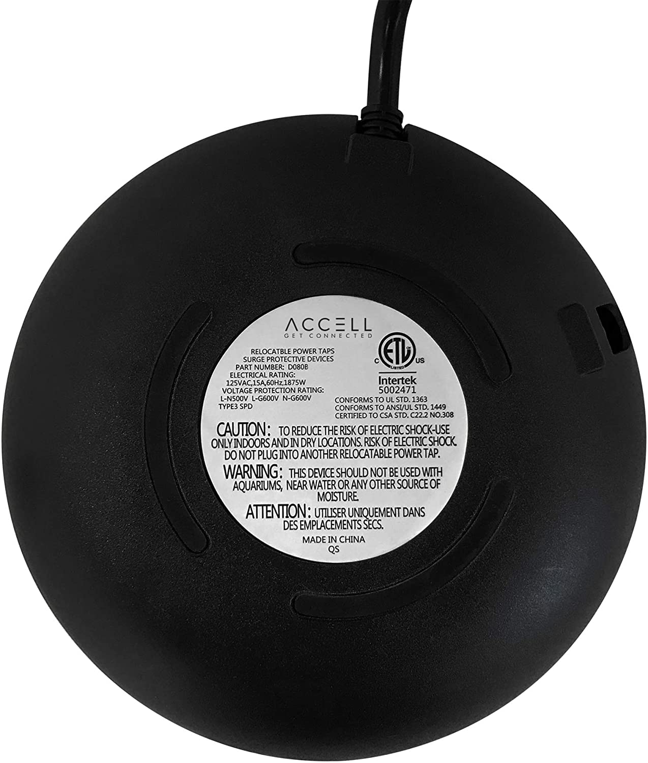 Accell Power Air - Surge Protector and USB Charging Station - Black, 6 ft (1.8 m) (D080B-048B) Black Power Air - Dealtargets.com