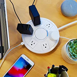 Accell Power Air - Surge Protector and USB Charging Station - White, 6 ft (1.8 m), (Model: D080B-048F) White Power Air - Dealtargets.com