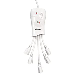 Accell Power Flexible Surge Protector and Power Conditioner - 600Joules, 6ft / 1.8m, White (D080B-009F) Surge Protector / Conditioner 600 Joules, 1.8m (6 ft) - Dealtargets.com