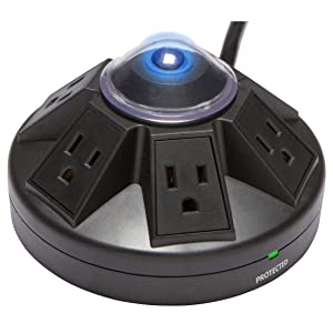 Accell Powramid Surge Protector - 6 Outlets, 4-Foot Cord, 1080 Joules, UL Listed - Black Grounded Extension Cord Power Strip (D080B-013K) Black Powramid - Dealtargets.com
