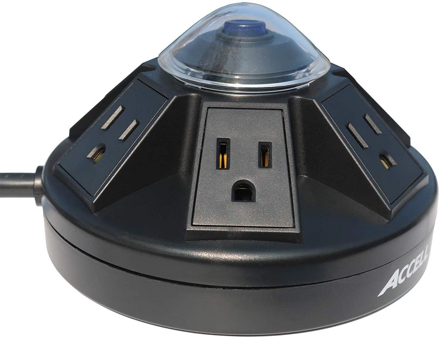 Accell Powramid USB-C Surge Protector - USB-C &amp; USB-A Charging Ports (3.4A), 6 Outlets, 6-Foot Cord, 1080 Joules, UL Certified - Black Grounded Extension Cord Power Strip Black Powramid C - Dealtargets.com