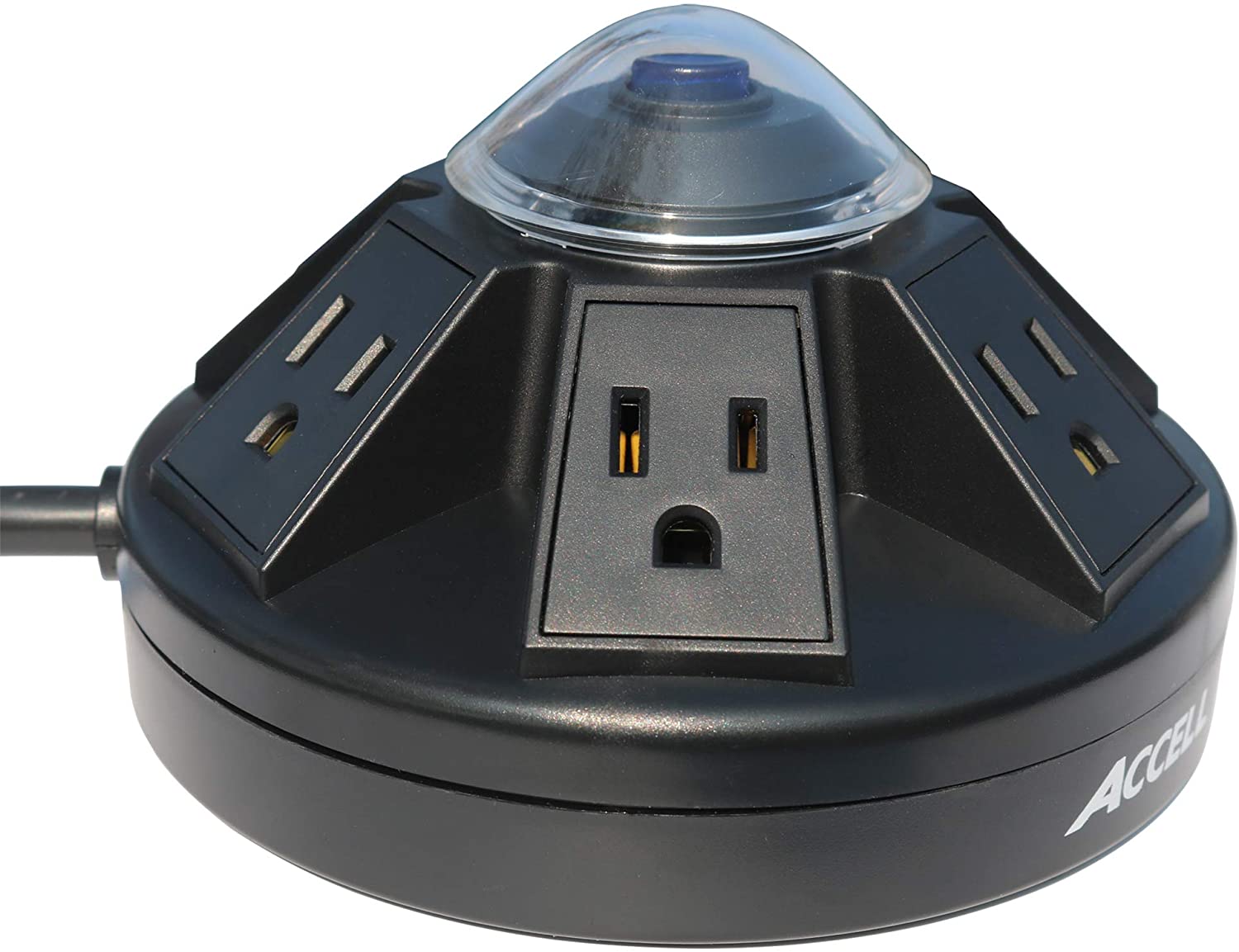 Accell Powramid USB-C Surge Protector - USB-C &amp; USB-A Charging Ports (3.4A), 6 Outlets, 6-Foot Cord, 1080 Joules, UL Certified - Black Grounded Extension Cord Power Strip Black Powramid C - Dealtargets.com
