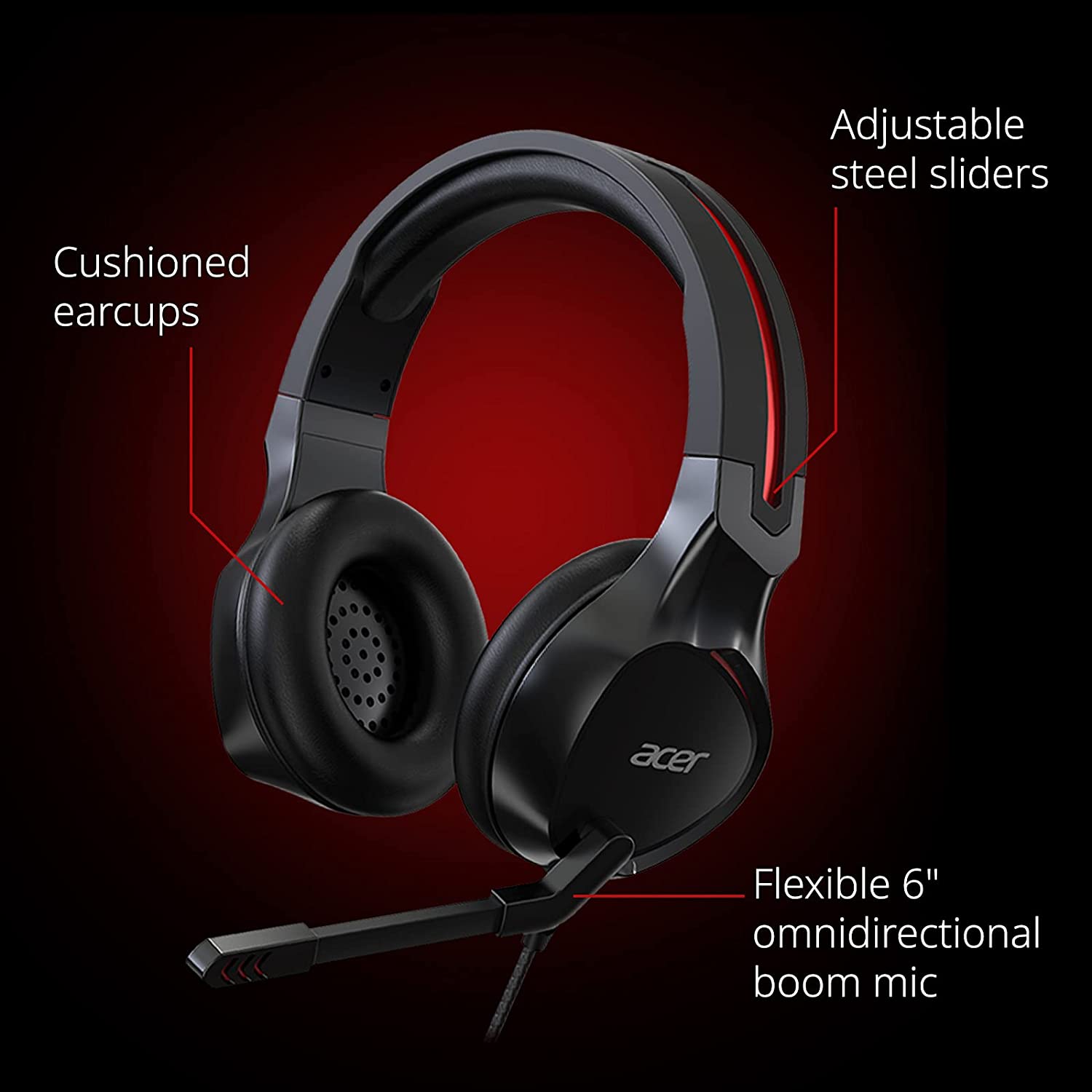 Acer Nitro Gaming Headset with Flexible Omnidirectional Mic, Adjustable Headband Nitro Headset - Dealtargets.com