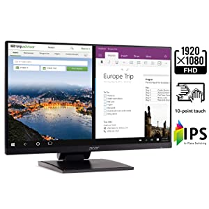 Acer UT241Y bmiuzx 23.8” Full HD (1920 x 1080) Zero Frame IPS Touchscreen Monitor with Dual-Hinge Tiltable Stand (USB 3.1 Type-C, HDMI &amp; VGA ports),Black - Dealtargets.com