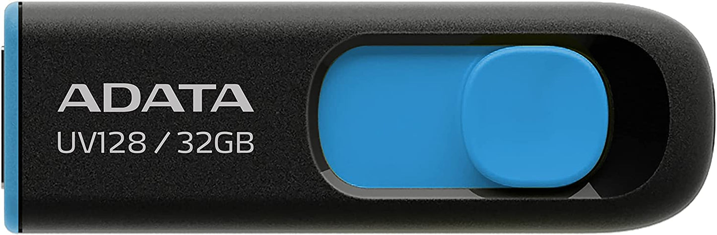 ADATA DashDrive Series UV128 32GB USB 3.0 Flash Drive, Black/Blue (AUV128-32G-RBE) - Dealtargets.com