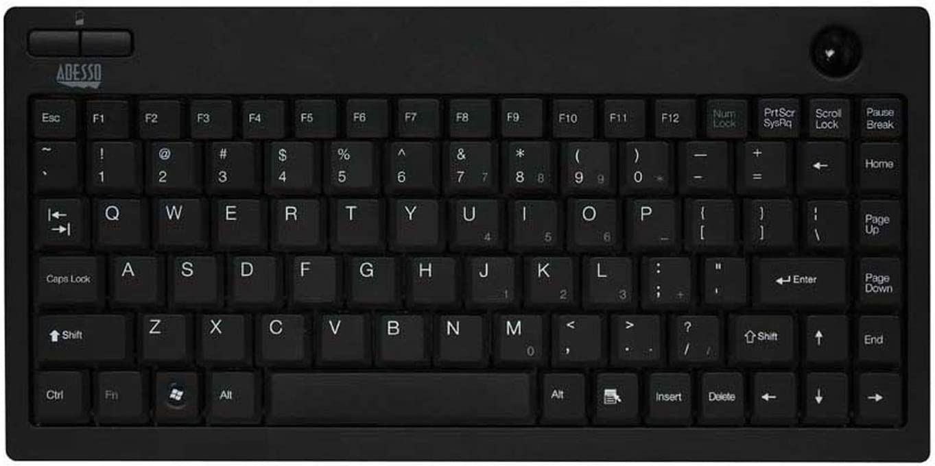 Adesso 2.4 GHz RF Wireless Mini Trackball Keyboard (WKB-3100UB), Black - Dealtargets.com
