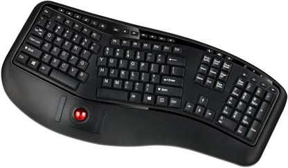 Adesso Adseeo Tru-for 3500 2.4GHz Wireless Ergonomic Trackball Keyboard for Win 8/7/Vista/XP (WKB-3500UB), Black - Dealtargets.com