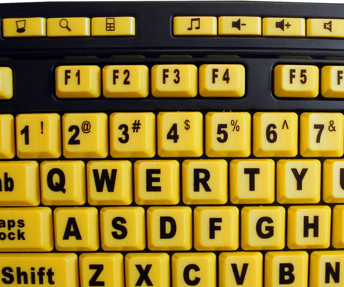 Adesso AKB-132UY - Luminous 4 X Large Print Multimedia Desktop USB Keyboard, Black Yellow - Dealtargets.com