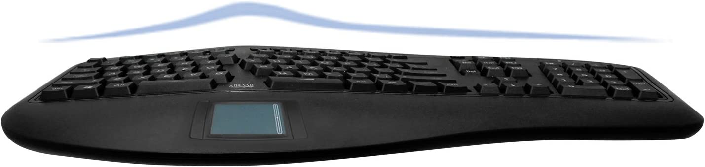 Adesso AKB-450UB - Ergonomic Keyboard with Built-in Touchpad, Wired, Multimedia Hotkeys, Split Keys Design, Built-in Palm Rest for Comfort - Compatible for PC &amp; Windows XP/7/8/10 - Dealtargets.com