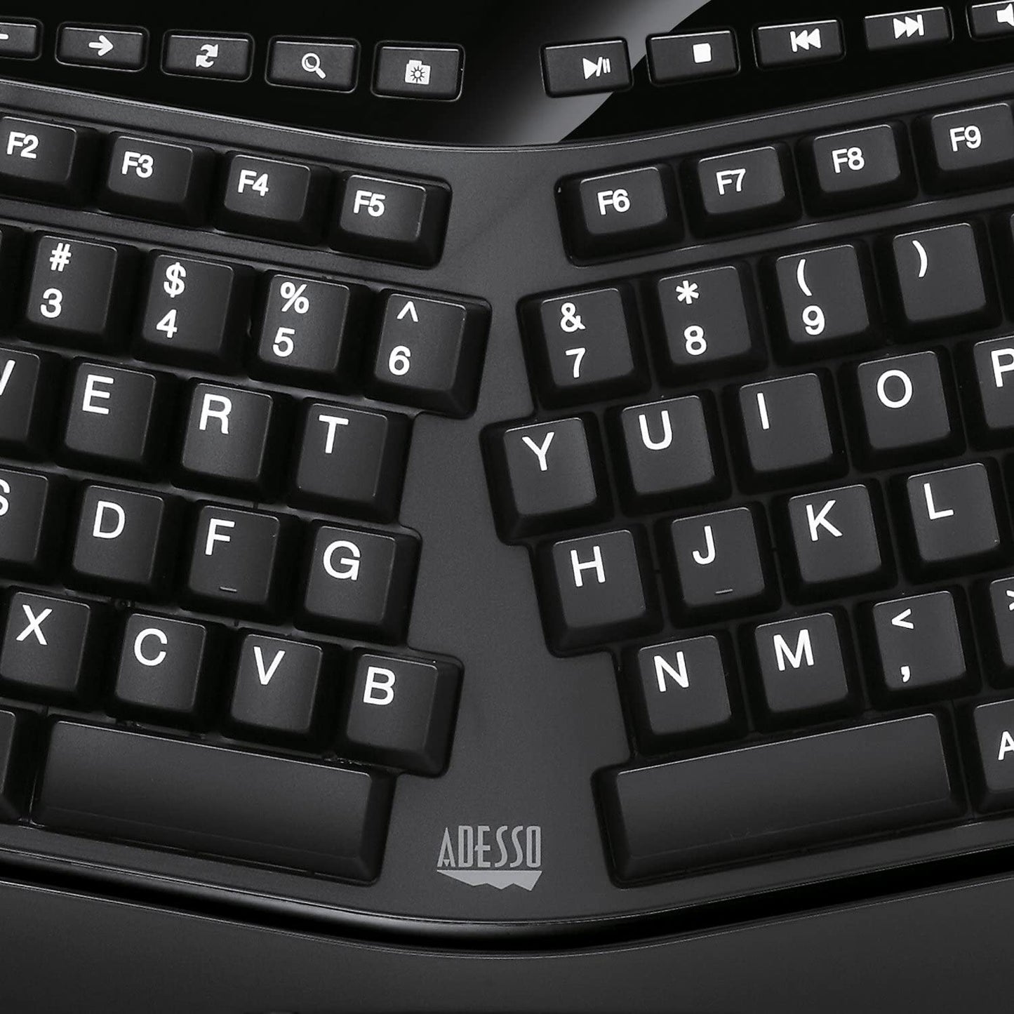 Adesso AKB-450UB - Ergonomic Keyboard with Built-in Touchpad, Wired, Multimedia Hotkeys, Split Keys Design, Built-in Palm Rest for Comfort - Compatible for PC &amp; Windows XP/7/8/10 - Dealtargets.com
