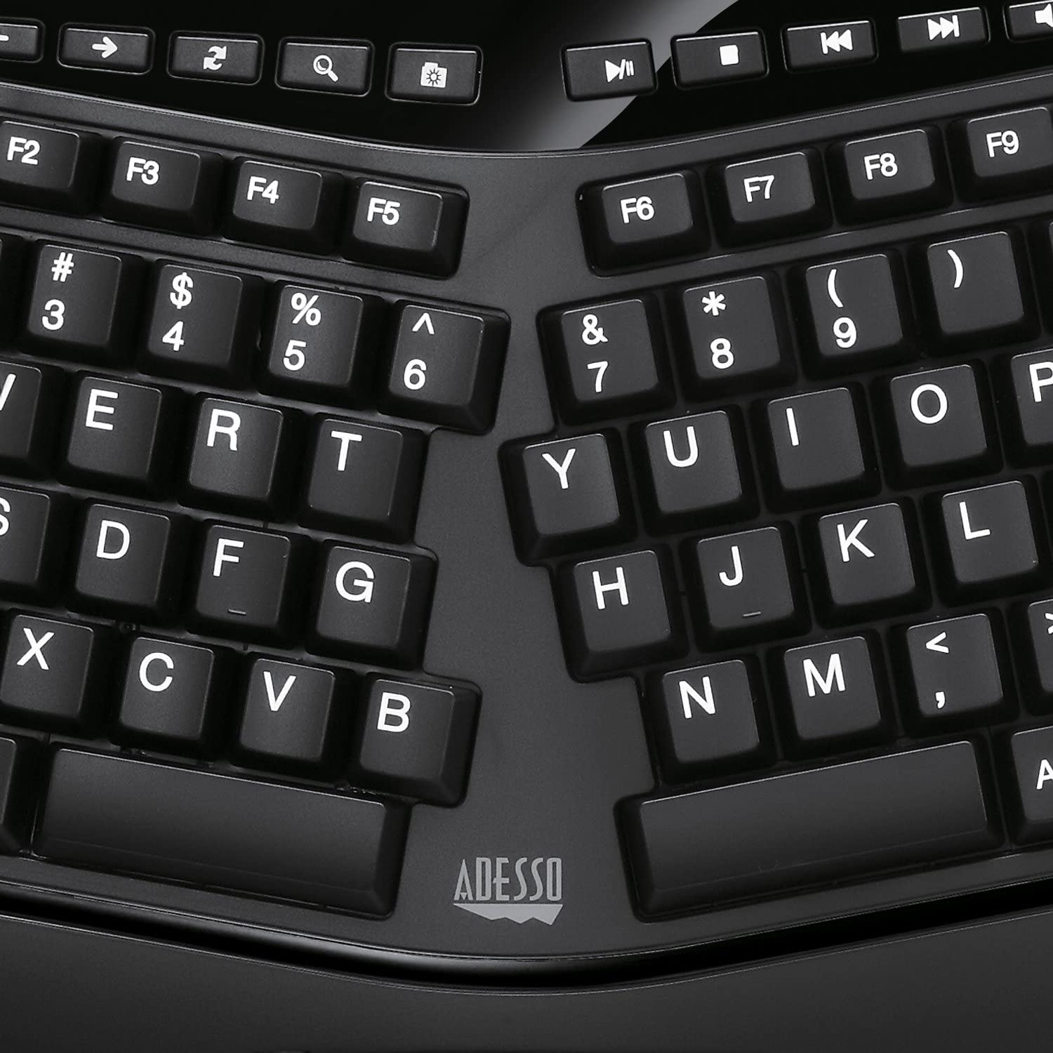 Adesso AKB-450UB - Ergonomic Keyboard with Built-in Touchpad, Wired, Multimedia Hotkeys, Split Keys Design, Built-in Palm Rest for Comfort - Compatible for PC &amp; Windows XP/7/8/10 - Dealtargets.com