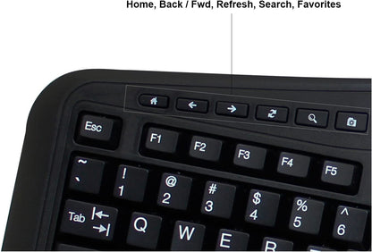 Adesso AKB-450UB - Ergonomic Keyboard with Built-in Touchpad, Wired, Multimedia Hotkeys, Split Keys Design, Built-in Palm Rest for Comfort - Compatible for PC &amp; Windows XP/7/8/10 - Dealtargets.com