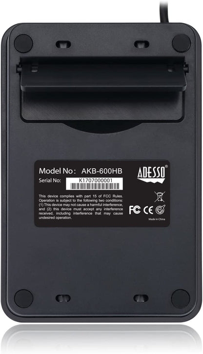 Adesso AKB-600HB 19-Key Mechanical Keypad with 3-Port USB Hub - Dealtargets.com