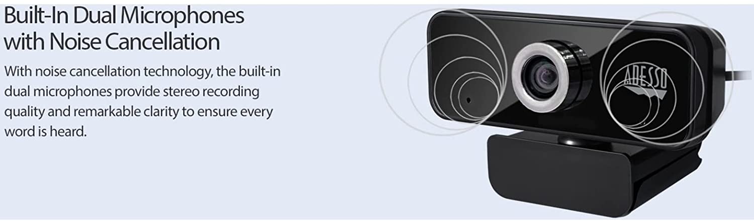 Adesso CyberTrack 6S 4K Ultra HD USB Webcam with Manual Focus and Built-in Stereo Microphone - Dealtargets.com