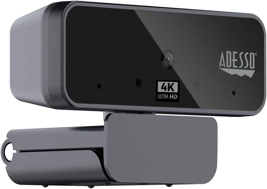 Adesso Cybertrack H6 4K Ultra HD USB Webcam with Built-in Dual Microphone &amp; Privacy Shutter Cover, Black - Dealtargets.com