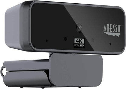 Adesso Cybertrack H6 4K Ultra HD USB Webcam with Built-in Dual Microphone &amp; Privacy Shutter Cover, Black - Dealtargets.com