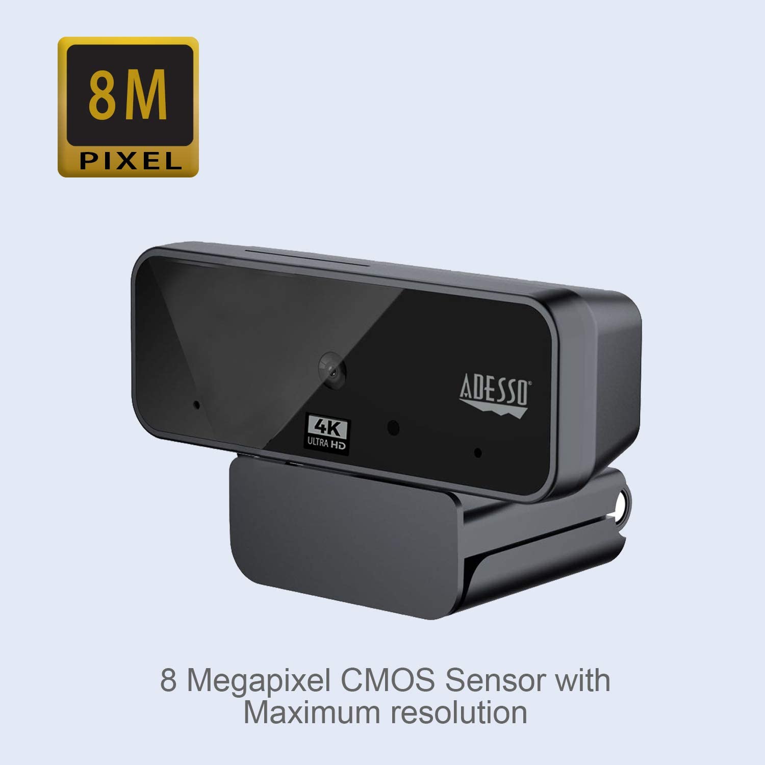 Adesso Cybertrack H6 4K Ultra HD USB Webcam with Built-in Dual Microphone &amp; Privacy Shutter Cover, Black - Dealtargets.com