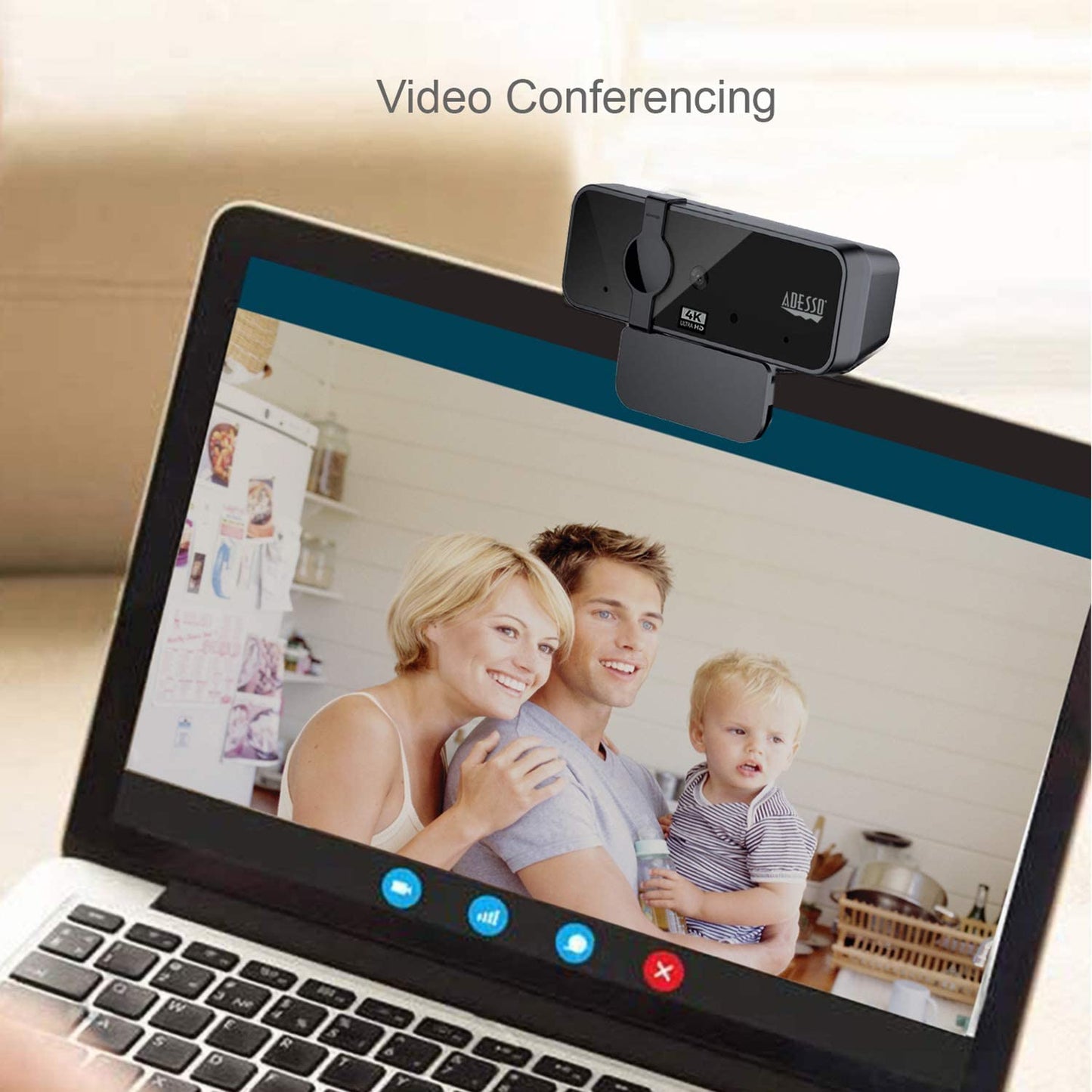 Adesso Cybertrack H6 4K Ultra HD USB Webcam with Built-in Dual Microphone &amp; Privacy Shutter Cover, Black - Dealtargets.com