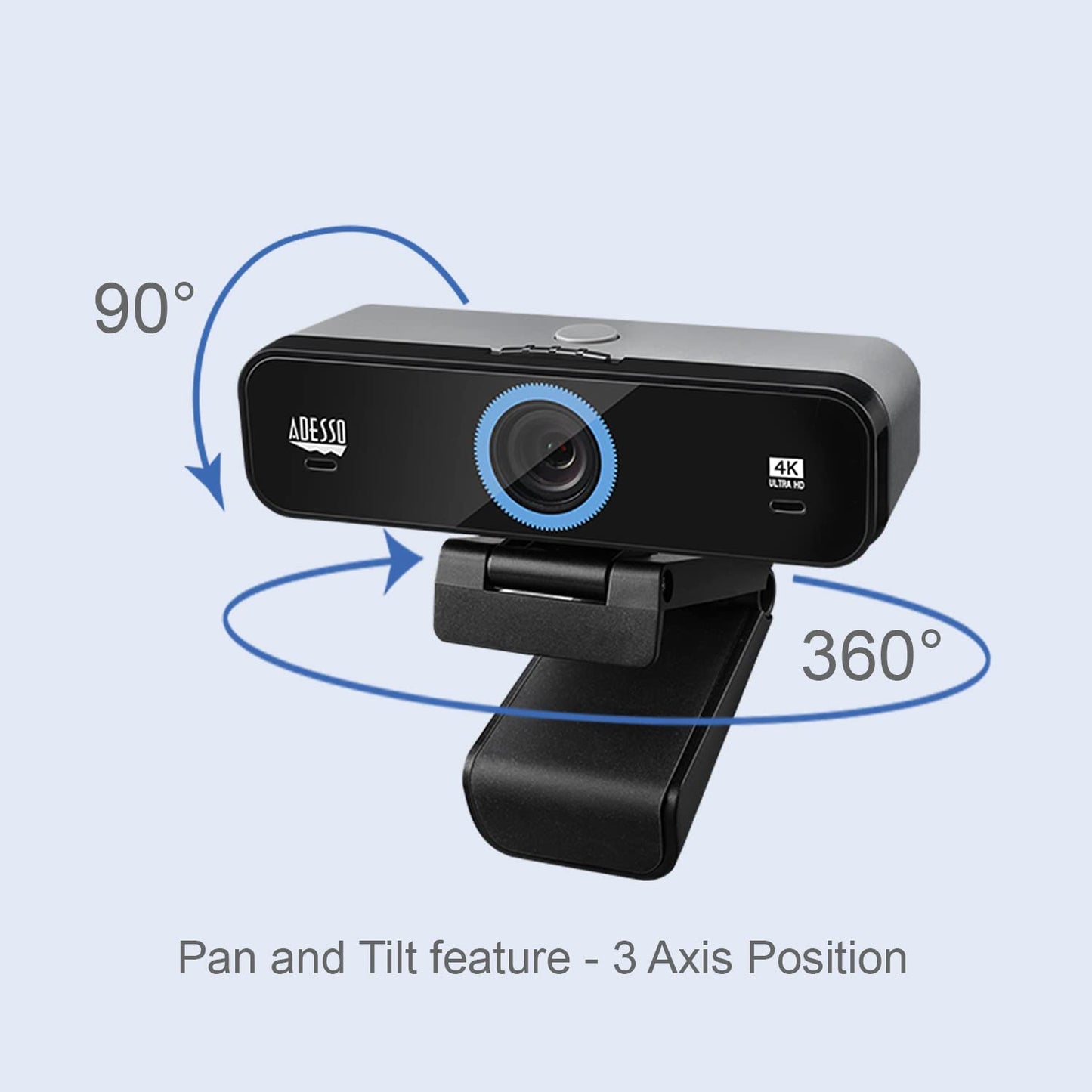Adesso CyberTrack K4 4K Ultra HD Fixed Focus USB Webcam with Adjustable Field of View Angle, Built-in Dual Microphones, Privacy Audio/Video Switch &amp; Tripod Mount - Dealtargets.com