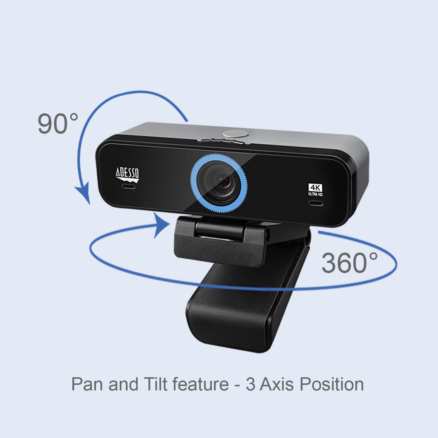 Adesso CyberTrack K4 4K Ultra HD Fixed Focus USB Webcam with Adjustable Field of View Angle, Built-in Dual Microphones, Privacy Audio/Video Switch &amp; Tripod Mount - Dealtargets.com