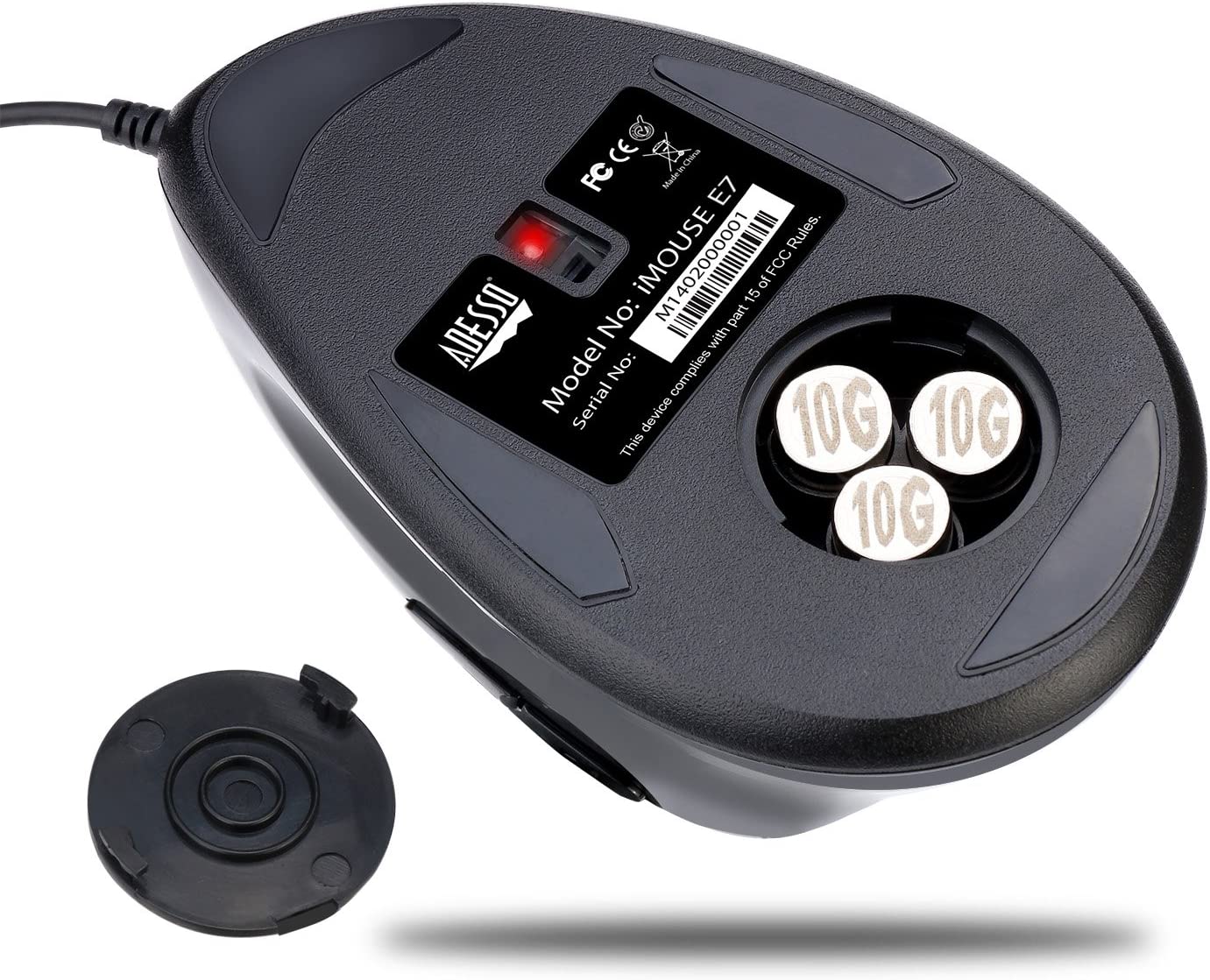 Adesso Imouse E7 - Ergonomic Mouse for Left Hand, with Cable, Programmable Functions, and Adjustable Weight, Black - Dealtargets.com