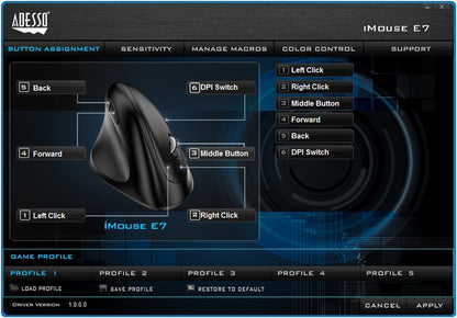 Adesso Imouse E7 - Ergonomic Mouse for Left Hand, with Cable, Programmable Functions, and Adjustable Weight, Black - Dealtargets.com