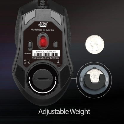 Adesso iMouse X5 RGB Illuminated Gaming Mouse - Optical - Cable - USB - 6400 dpi - Scroll Wheel - 7 Button(s) - Right-Handed Only - Dealtargets.com