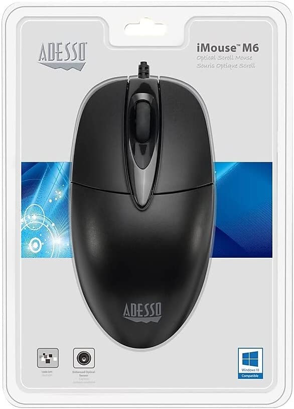 Adesso TAA USB Optical Scroll Mouse, 1000 DPI, Enhanced Optical Sensor, CONVENIE - Dealtargets.com