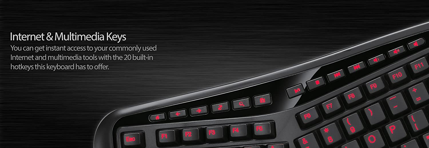 Adesso Tru-Form 150 3-Color Illuminated Ergonomic Keyboard AKB-150EB - Dealtargets.com