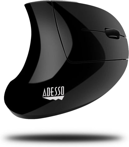 Adesso Vertical Ergonomic Illuminated Optical 6-Button 2.4 GHz RF Wireless Mouse - Right Hand Orientation (iMouseE10) - Dealtargets.com