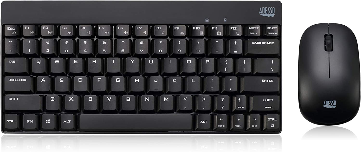 Adesso WKB-1100CB Natural Ergonomic Wireless Spill Resistant Mini Keyboard &amp; Mouse Combo - Dealtargets.com