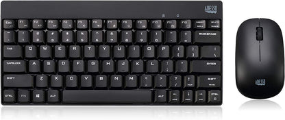 Adesso WKB-1100CB Natural Ergonomic Wireless Spill Resistant Mini Keyboard &amp; Mouse Combo - Dealtargets.com