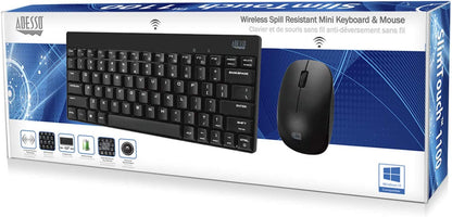 Adesso WKB-1100CB Natural Ergonomic Wireless Spill Resistant Mini Keyboard &amp; Mouse Combo - Dealtargets.com