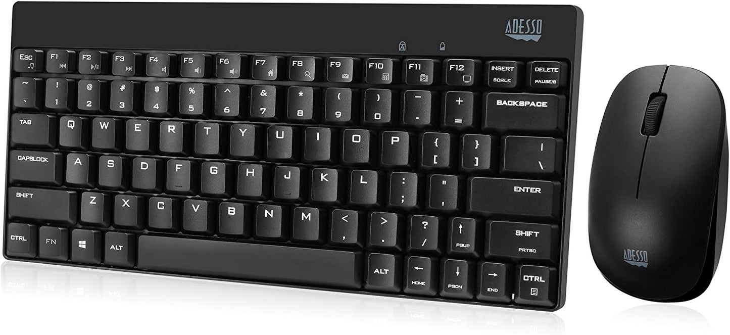 Adesso WKB-1100CB Natural Ergonomic Wireless Spill Resistant Mini Keyboard &amp; Mouse Combo - Dealtargets.com