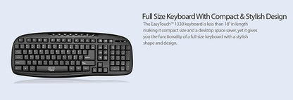 Adesso WKB-1330CB - Wireless Keyboard and Mouse Combo, Desktop Keyboard, Ambidextrous Mouse, Multimedia Hotkeys, Long Battery Life with USB Nano Receiver for Desktop/PC/Windows XP/7/8/10,Black - Dealtargets.com