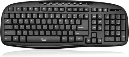 Adesso WKB-1330CB - Wireless Keyboard and Mouse Combo, Desktop Keyboard, Ambidextrous Mouse, Multimedia Hotkeys, Long Battery Life with USB Nano Receiver for Desktop/PC/Windows XP/7/8/10,Black - Dealtargets.com