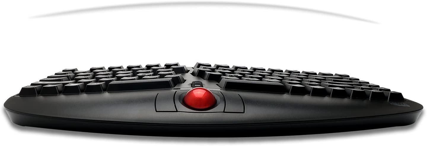 Adesso WKB-3150UB - Wireless Ergonomic Keyboard with Built-in Removable Trackball and Scroll Wheel, Split Key, Long Battery Life, Small and Portable -Compatible for Laptop/Desktop/PC/Windows XP/7/8/10 - Dealtargets.com