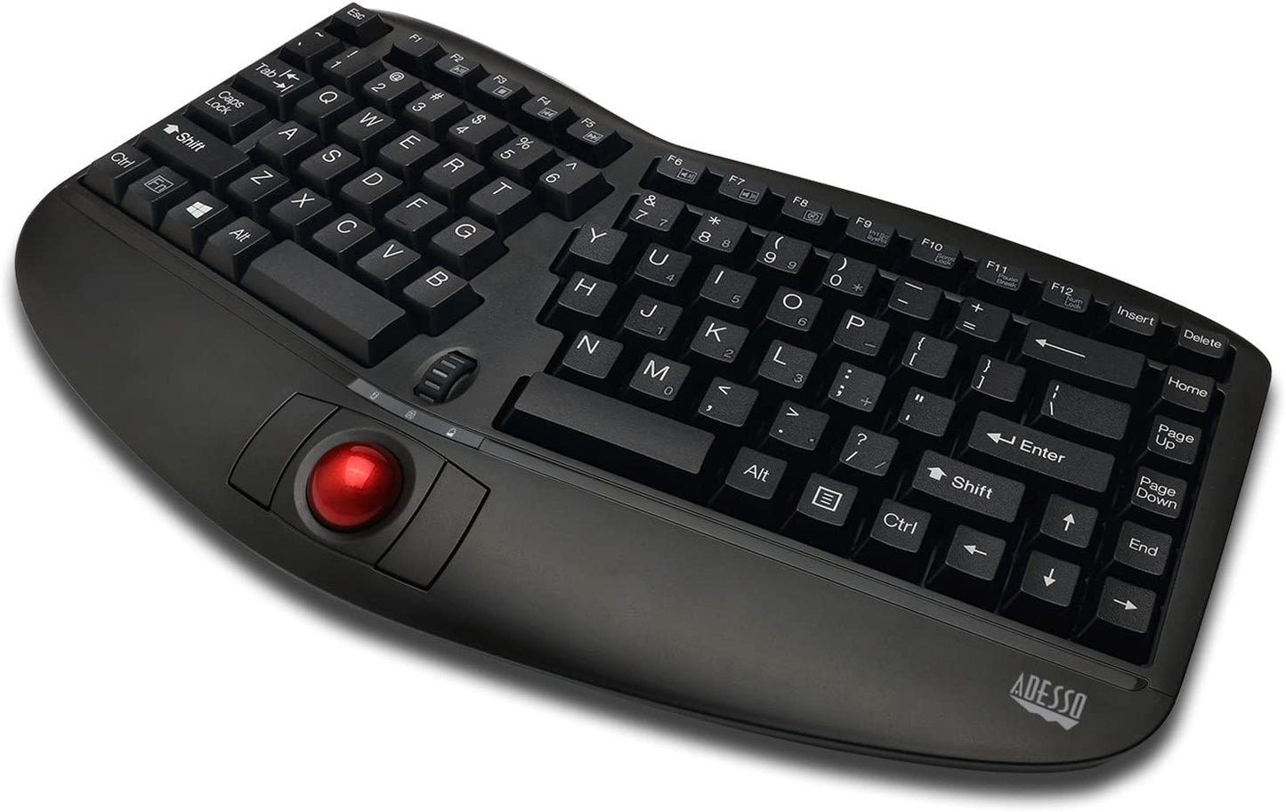 Adesso WKB-3150UB - Wireless Ergonomic Keyboard with Built-in Removable Trackball and Scroll Wheel, Split Key, Long Battery Life, Small and Portable -Compatible for Laptop/Desktop/PC/Windows XP/7/8/10 - Dealtargets.com
