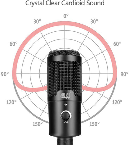 Adesso Xtream M4 Cardioid USB Microphone with Stand for Recording, Streaming and Meetings - Dealtargets.com