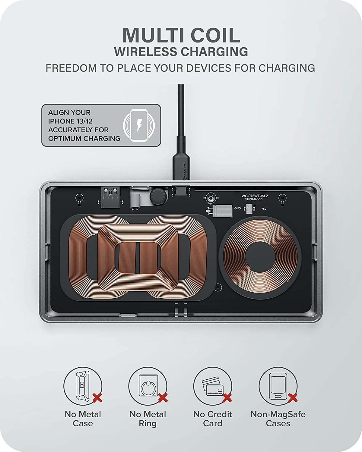 ALOGIC 3 in 1 Wireless Charging Dock for iPhone13/13 Mini /13 Pro/13Pro Max/iPhone 12/12 Mini /12 Pro /12 ProMax, AirPods/AirPods Pro with USB-A Charging Output(Power Adapter Included) - Dealtargets.com