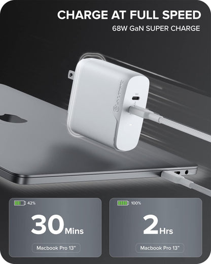 ALOGIC Dual USB C Wall Charger 68W 2-Port Fast Charger with GaN Fast Tech &amp; Dynamic Power Allocation,PD 3.0 Charger for MacBook/M1 Mac,XPS,iPad Pro,iPhone 13/13 Pro/Max/13 Mini,Galaxy &amp; More - Dealtargets.com
