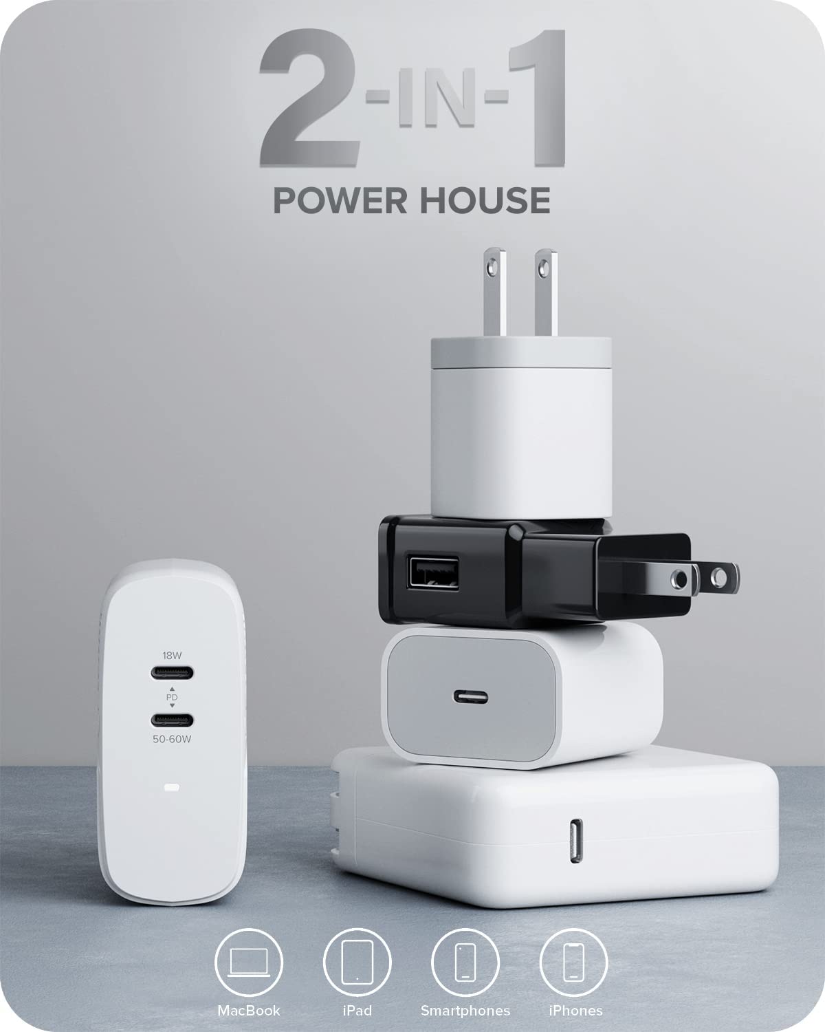ALOGIC Dual USB C Wall Charger 68W 2-Port Fast Charger with GaN Fast Tech &amp; Dynamic Power Allocation,PD 3.0 Charger for MacBook/M1 Mac,XPS,iPad Pro,iPhone 13/13 Pro/Max/13 Mini,Galaxy &amp; More - Dealtargets.com