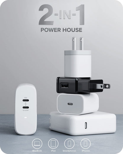 ALOGIC Dual USB C Wall Charger 68W 2-Port Fast Charger with GaN Fast Tech &amp; Dynamic Power Allocation,PD 3.0 Charger for MacBook/M1 Mac,XPS,iPad Pro,iPhone 13/13 Pro/Max/13 Mini,Galaxy &amp; More - Dealtargets.com