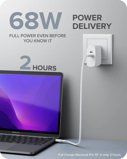 ALOGIC Dual USB C Wall Charger 68W 2-Port Fast Charger with GaN Fast Tech &amp; Dynamic Power Allocation,PD 3.0 Charger for MacBook/M1 Mac,XPS,iPad Pro,iPhone 13/13 Pro/Max/13 Mini,Galaxy &amp; More - Dealtargets.com