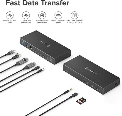 ALOGIC MA3-Triple Display Docking Station, USB-C Dock with 100W PD (Laptop Charging), 2xDisplayPort, HDMI, 2xUSB-C 3.1 Gen 2,2xUSB-A 3.1 Gen1,2xUSB-A 2.0,Audio Jack,Ethernet,SD Card Reader. - Dealtargets.com
