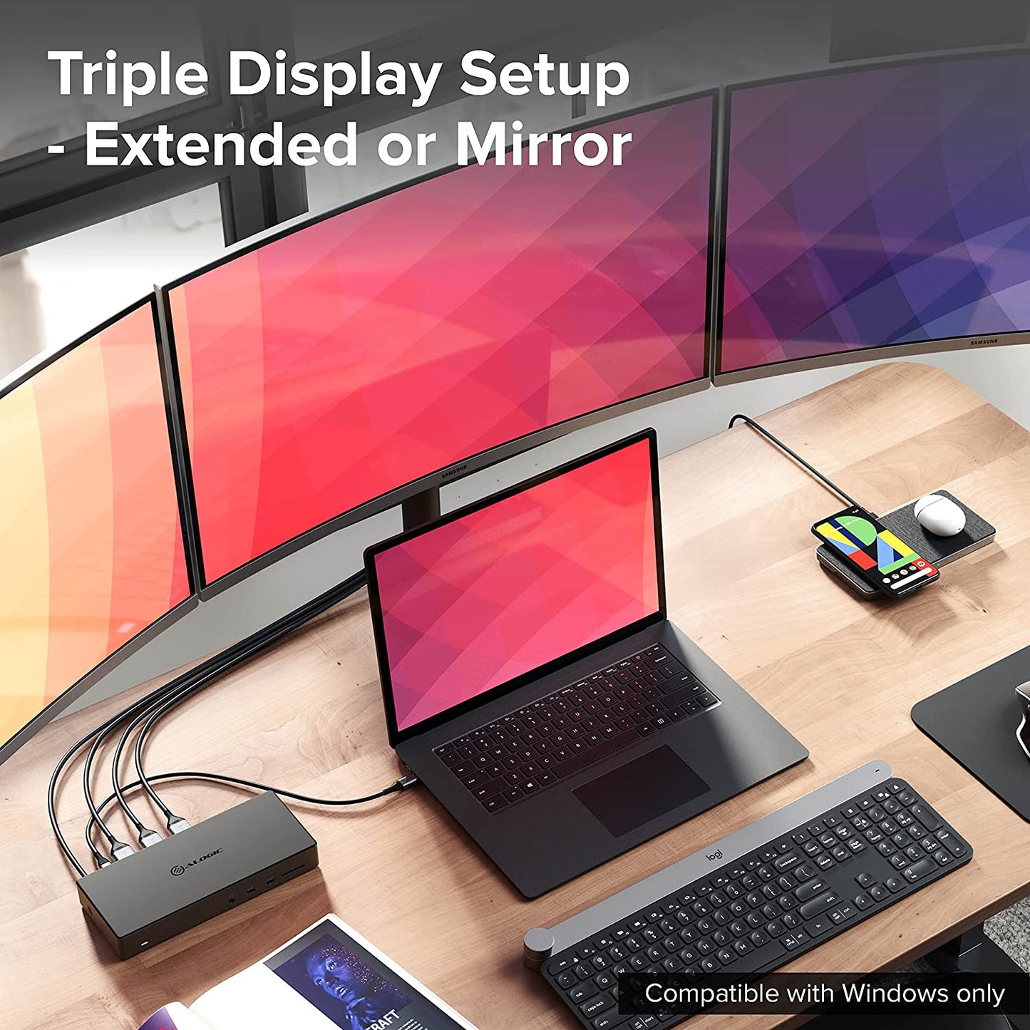ALOGIC MA3-Triple Display Docking Station, USB-C Dock with 100W PD (Laptop Charging), 2xDisplayPort, HDMI, 2xUSB-C 3.1 Gen 2,2xUSB-A 3.1 Gen1,2xUSB-A 2.0,Audio Jack,Ethernet,SD Card Reader. - Dealtargets.com