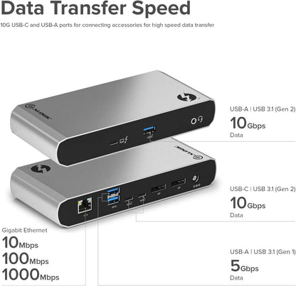 ALOGIC Thunderbolt 3 Dock, Dual DisplayPort 4K@60Hz, USB-C Gen 2 10G, USB-A Gen 2 10G, USB-A 5G, Gigabit Ethernet, Combo Headphone &amp; Mic, 60W Laptop Charging for MacBook Air/Pro, Dell XPS and More - Dealtargets.com