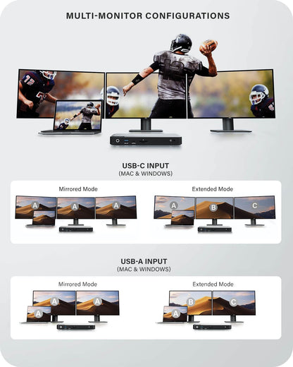 ALOGIC Triple 4K Display Universal Docking Station DX3 with 100W Laptop Charging for Mac and Windows, 3x4K@60Hz DisplayPort,1xUSB-C 10G(Fast Charging), 3xUSB-A 5G, Audio, Ethernet, Card Reader SD 4.0 - Dealtargets.com